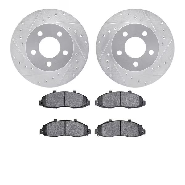7202-99127, Rotors-Drilled and Slotted-Silver with Heavy Duty Brake Pads, Zinc Coated, Dynamic Friction Co, Mfr#: 7202-99127